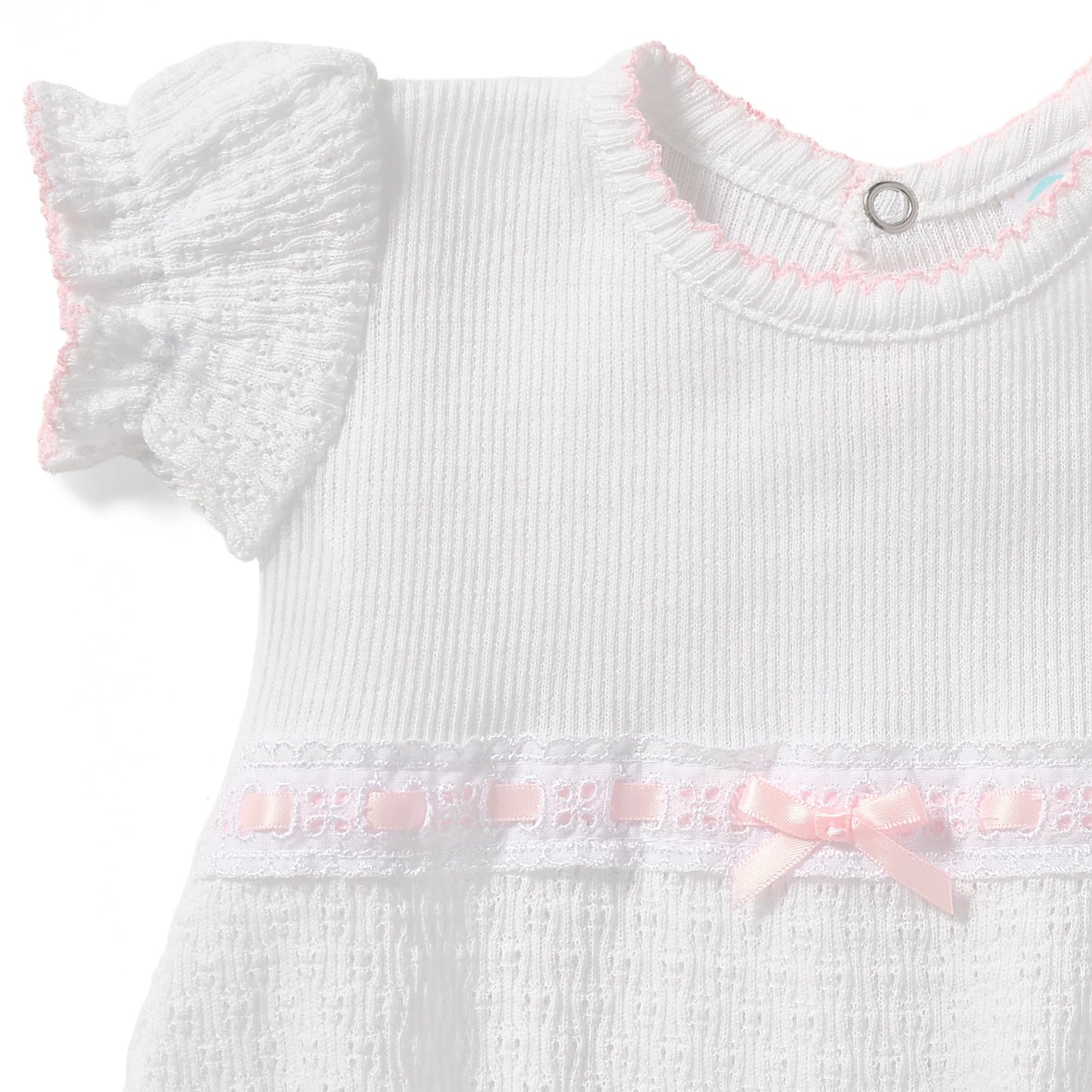 Pink and White Bubble with Eyelet Trim