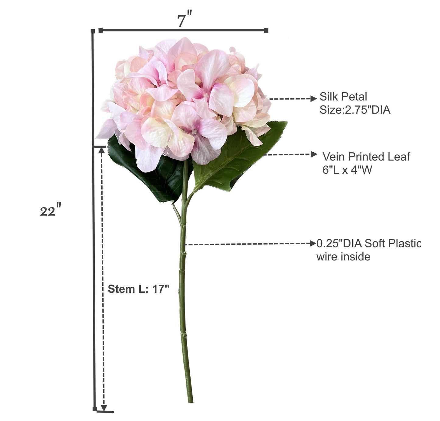 22" Artificial Hydrangea-7" bloom