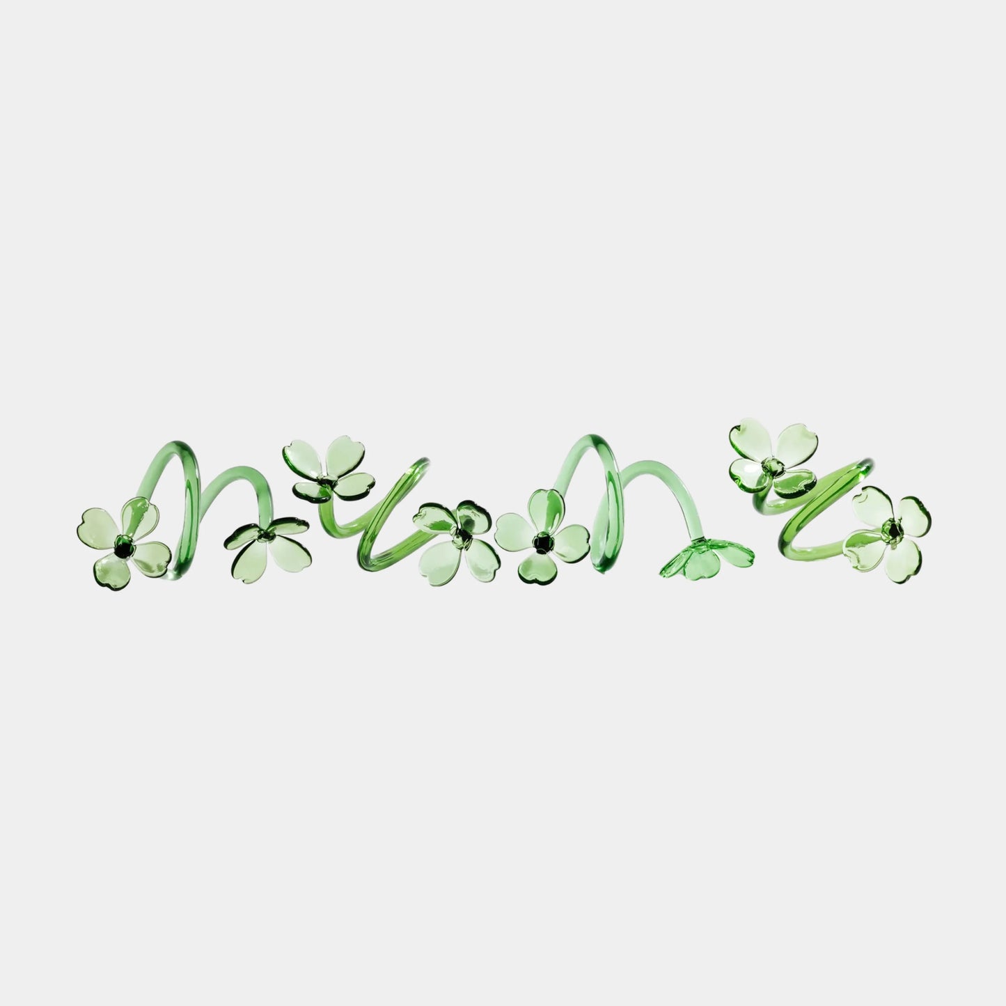 Botanica Set of 4 Glass Flower Green Napkin Rings
