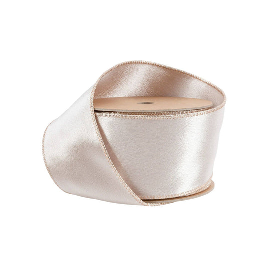 Wired Shimmer Satin Ribbon Champagne 10 Yard Roll