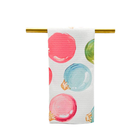 Pink and Mint Ornaments Tea Towel