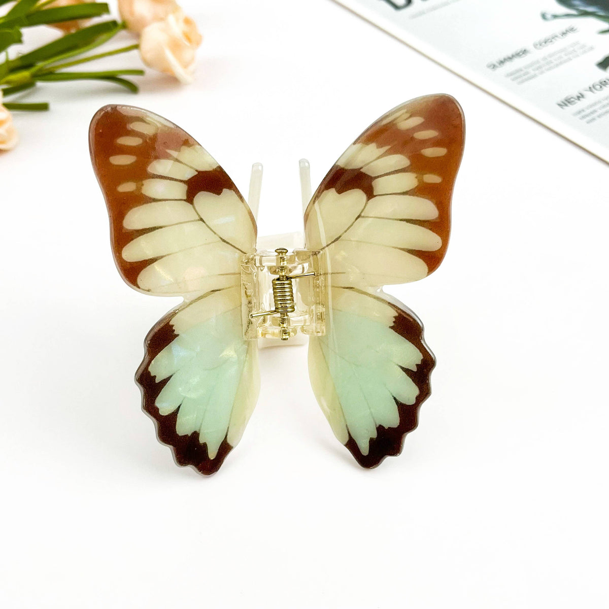 Vibrant Printed Butterfly Hair Claw Clip