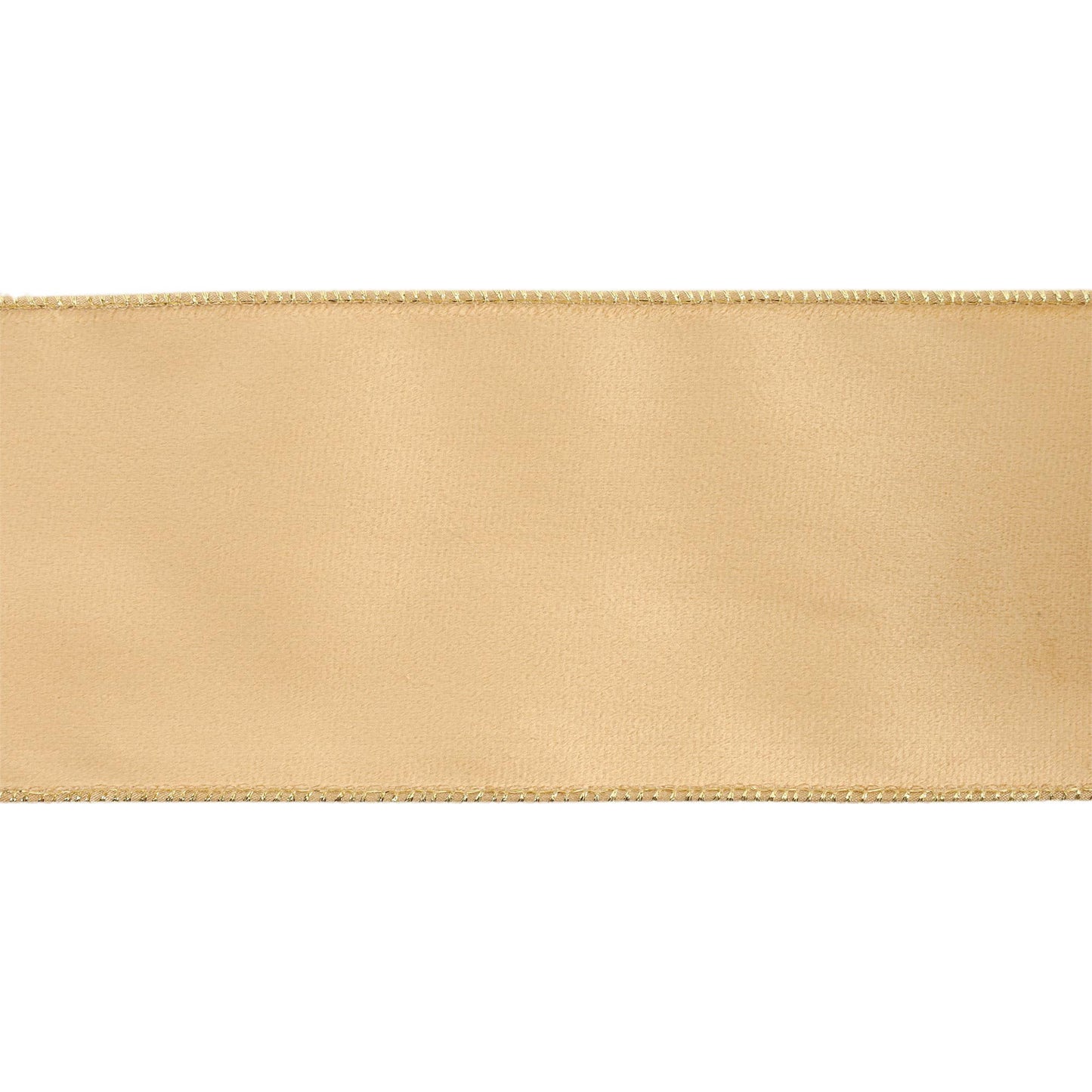 4" Reversible Classic Velvet Wired Ribbon | Tan/Gold | 10 Yard Roll
