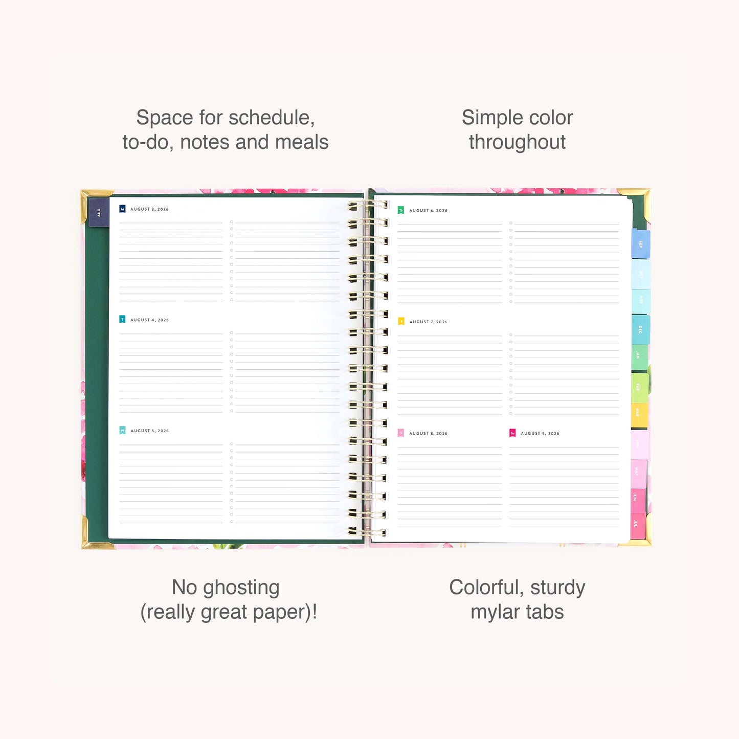 2026-2027 Spiral Weekly Simplified Planner - Blush Hydrangea
