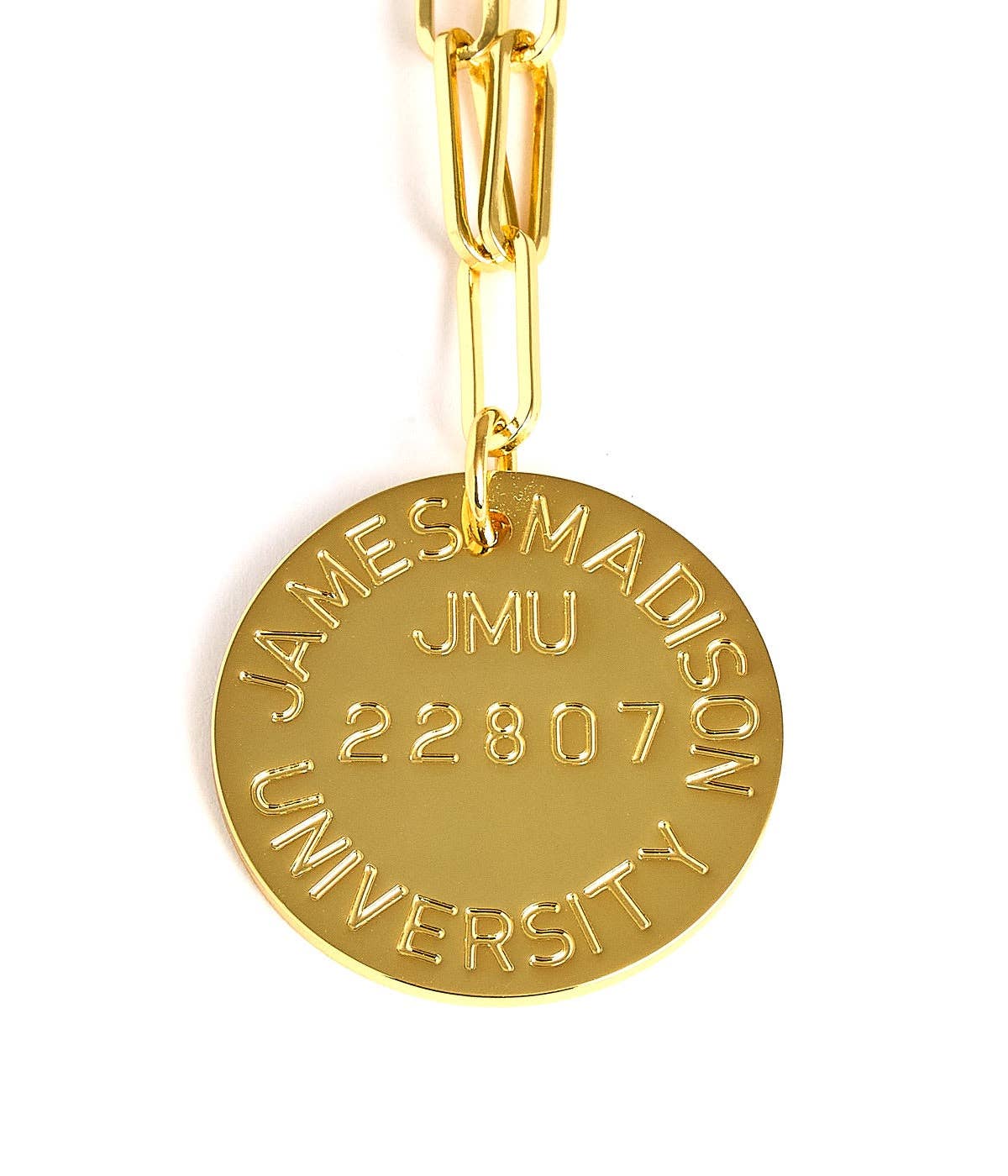 College Tag Charm Necklace - 18k Gold Plated Paper Clip Chain