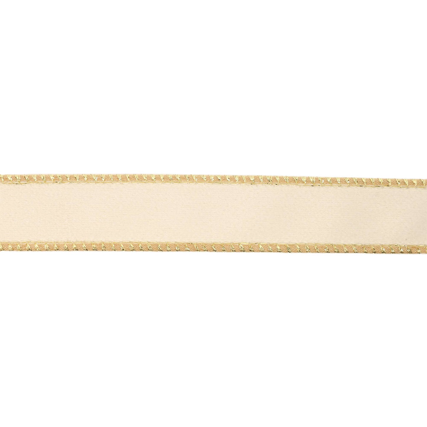 1" Reversible Classic Velvet Wired Ribbon | Ivory/Gold | 10 Yard Roll