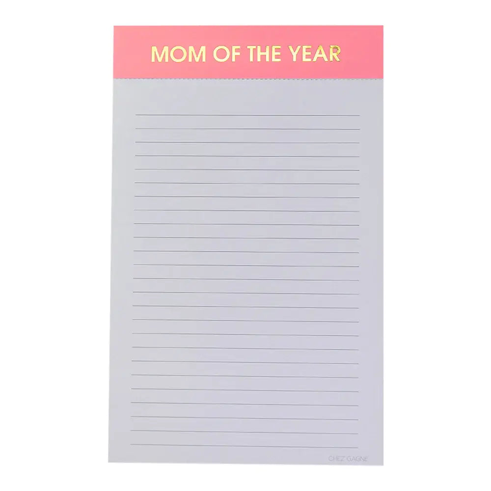 Mom of The Year - Lined Notepad - Pink
