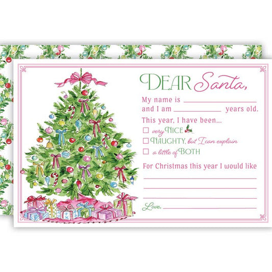 Pink Christmas Tree with Colorful Ornaments Letter to Santa