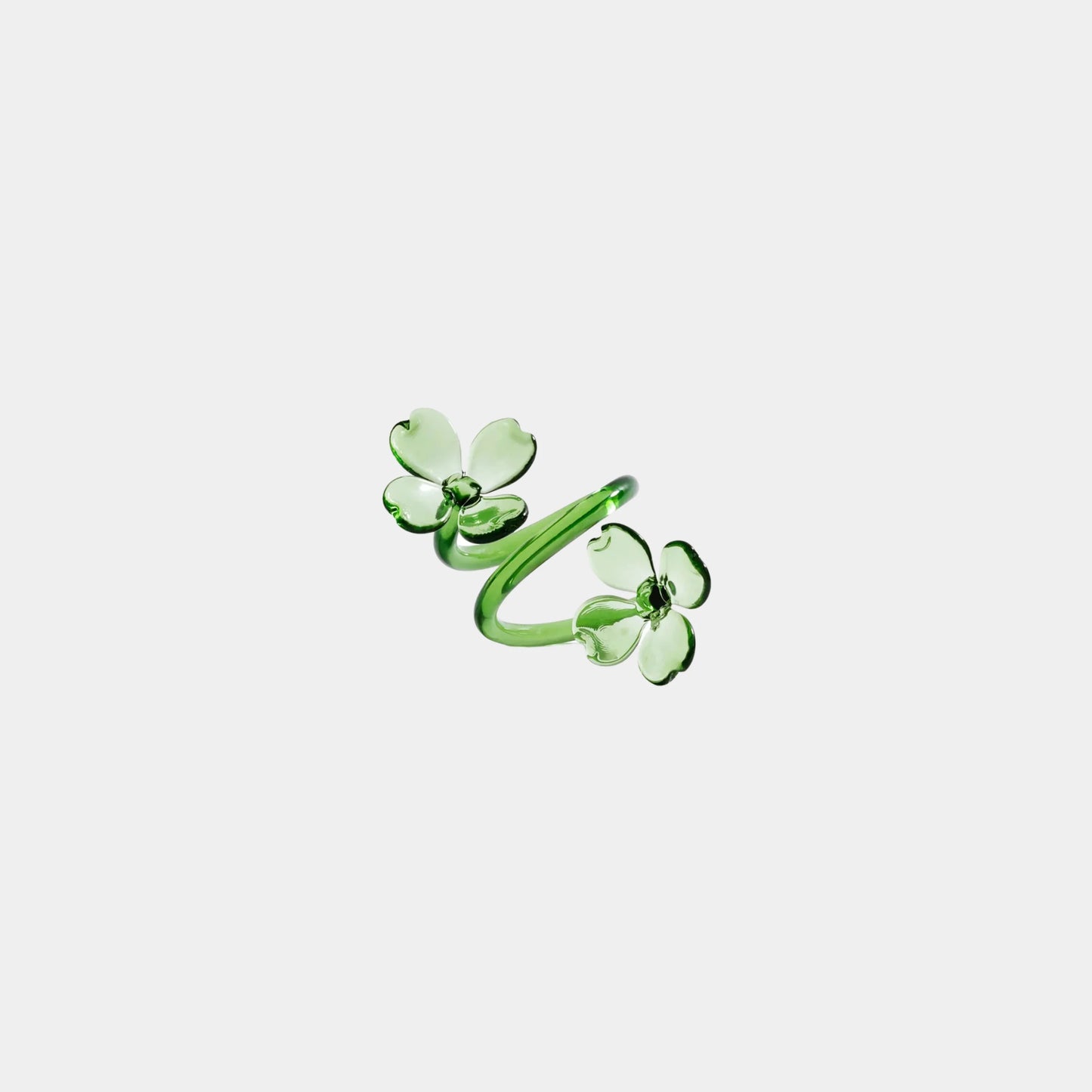 Botanica Set of 4 Glass Flower Green Napkin Rings