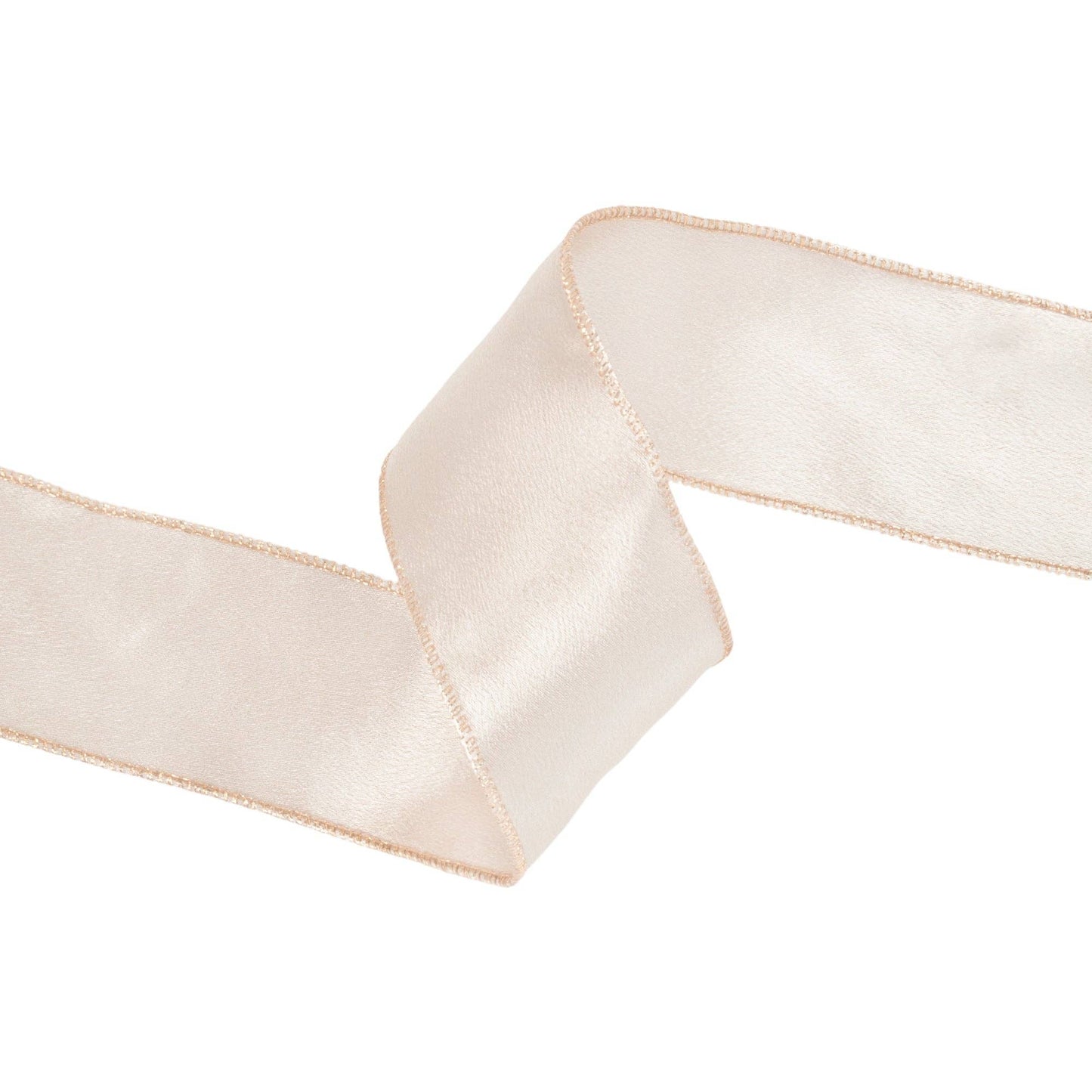 Wired Shimmer Satin Ribbon Champagne 10 Yard Roll