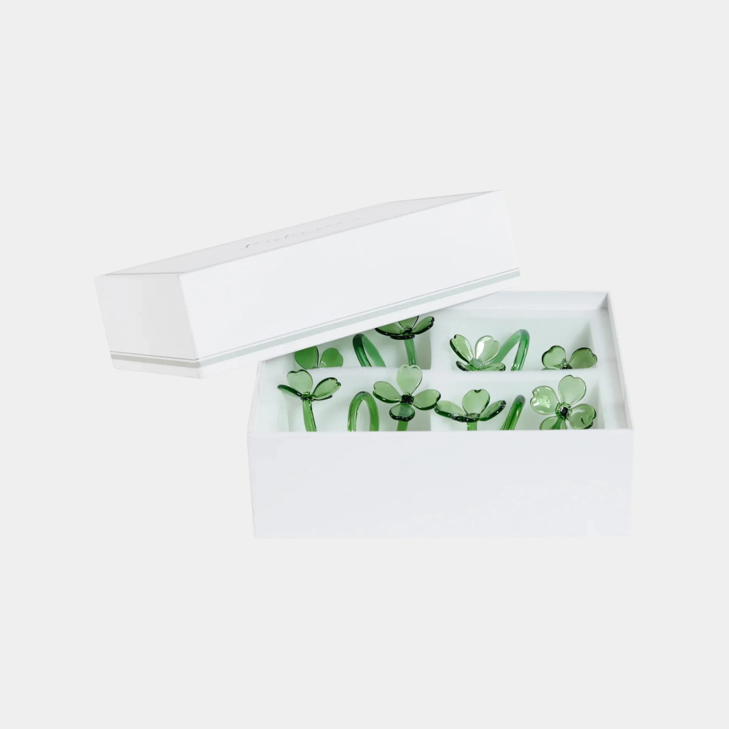 Botanica Set of 4 Glass Flower Green Napkin Rings