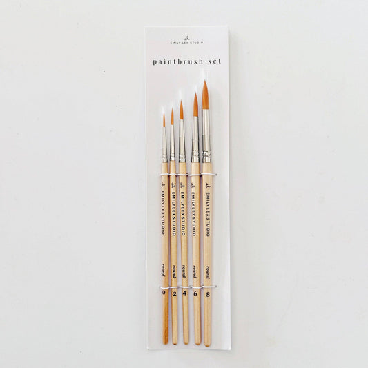 Watercolor Paintbrush Set of 5 Wood Brushes