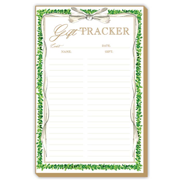 Bridal Gift Tracker Boxwood Border Luxe Large Notepad