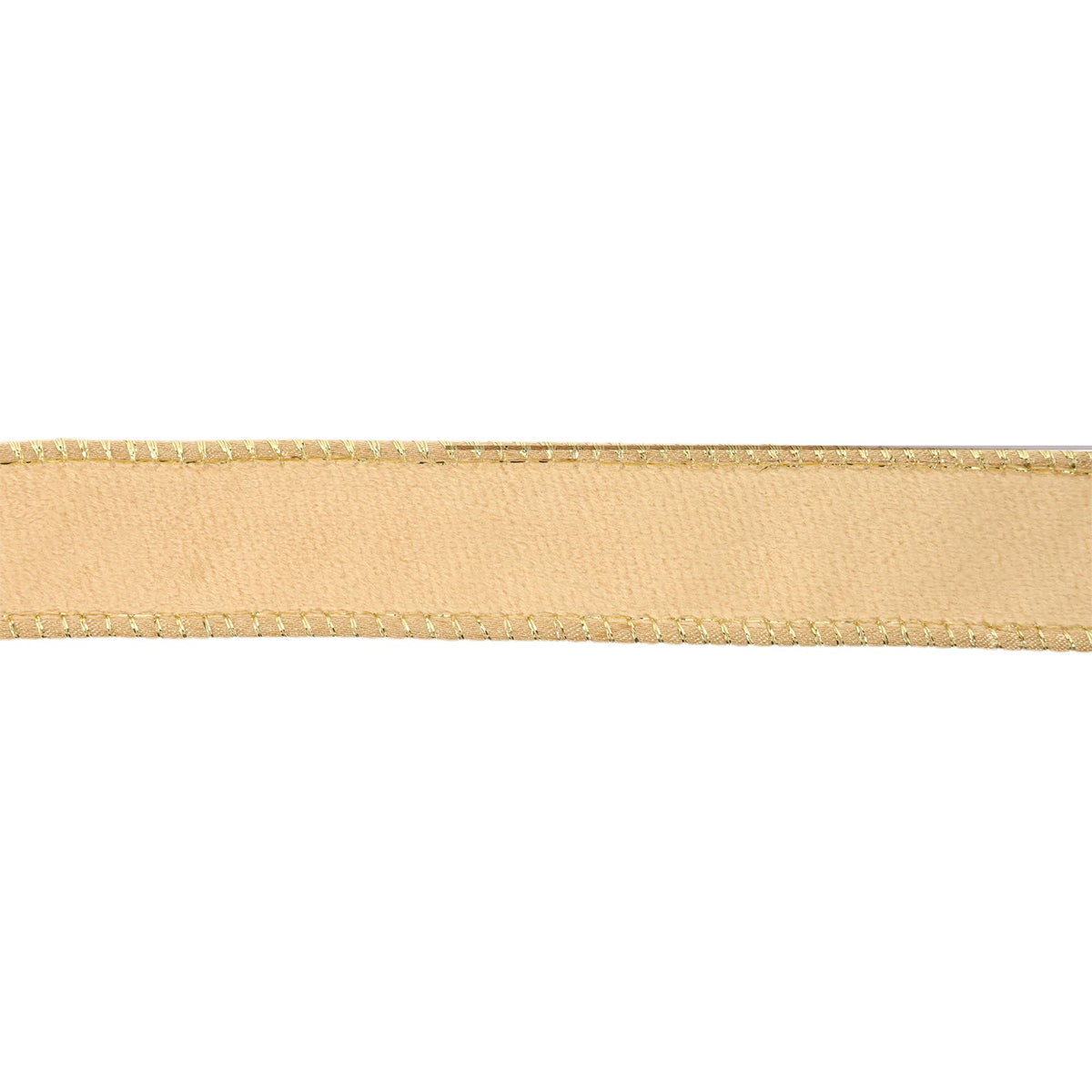 1" Reversible Classic Velvet Wired Ribbon | Tan/Gold | 10 Yard Roll