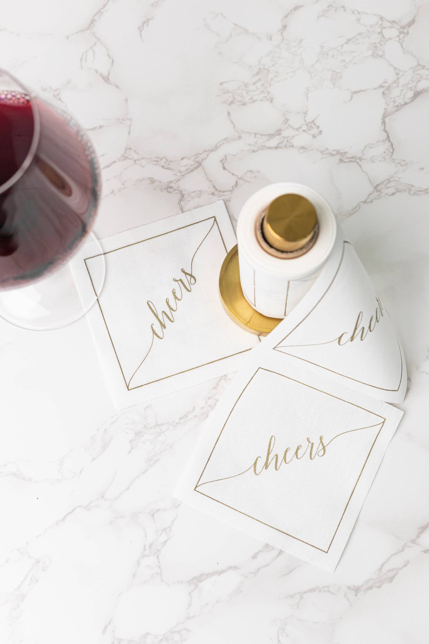 Golden Salute Cheers Luxury Disposable Cocktail Napkins