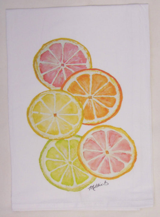 Citrus White Flour Sack Towel
