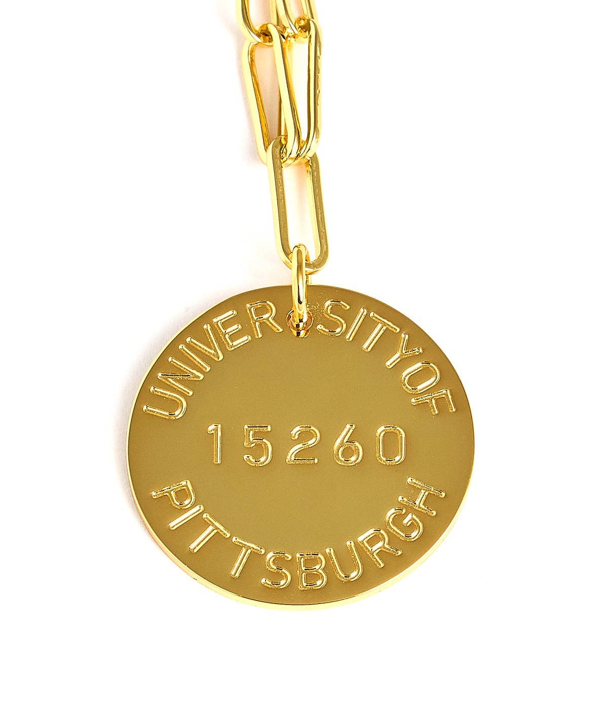 College Tag Charm Necklace - 18k Gold Plated Paper Clip Chain