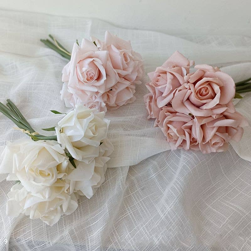 10''T Real Touch Rose Bouquet, Blooming Spring Rose, 5 Stems