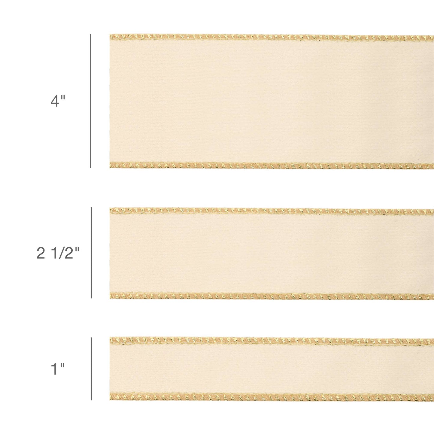2 1/2" Reversible Classic Velvet Wired Ribbon | Ivory/Gold | 10 Yard Roll