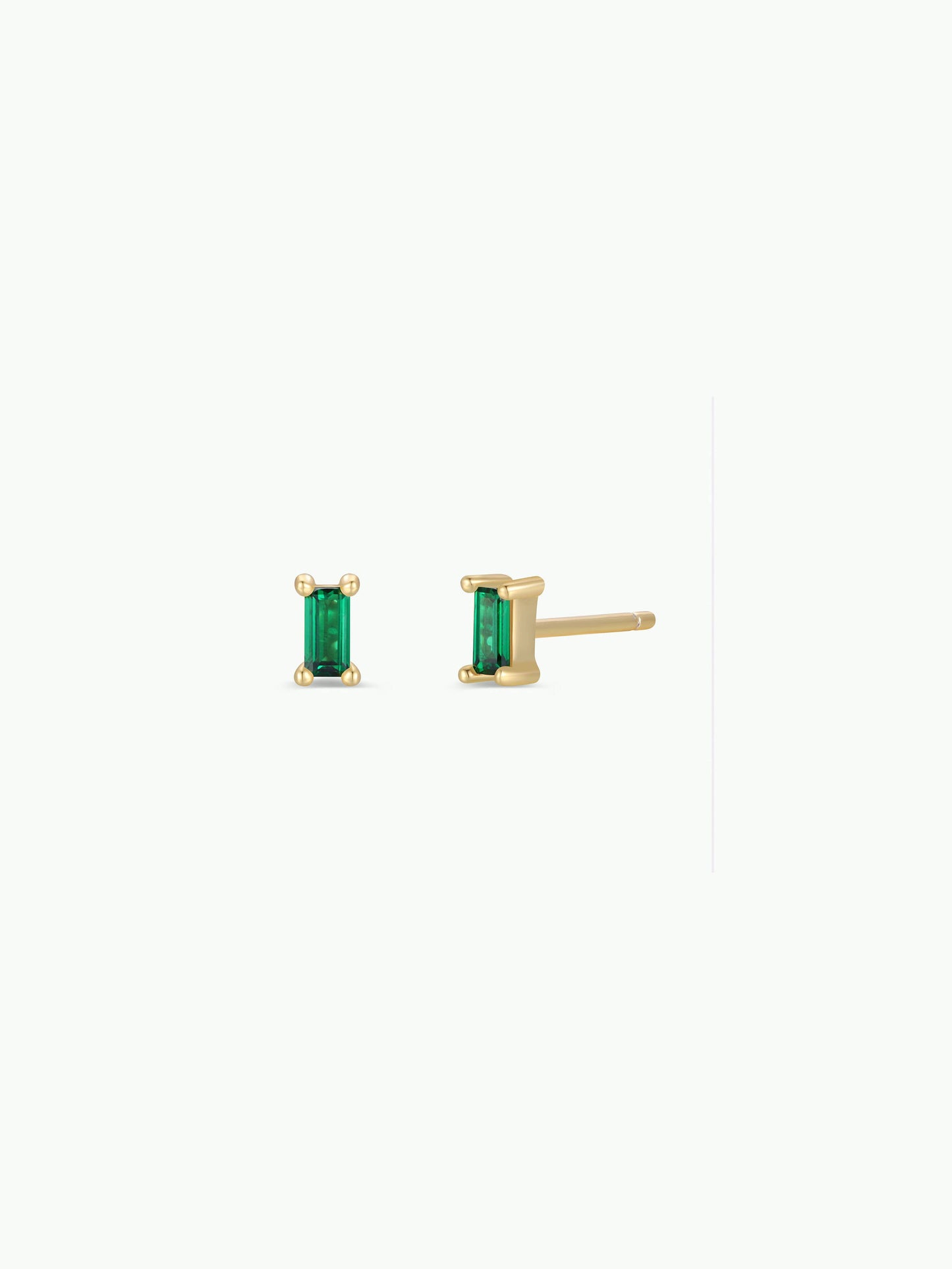 Emerald Baguette Gold Earrings