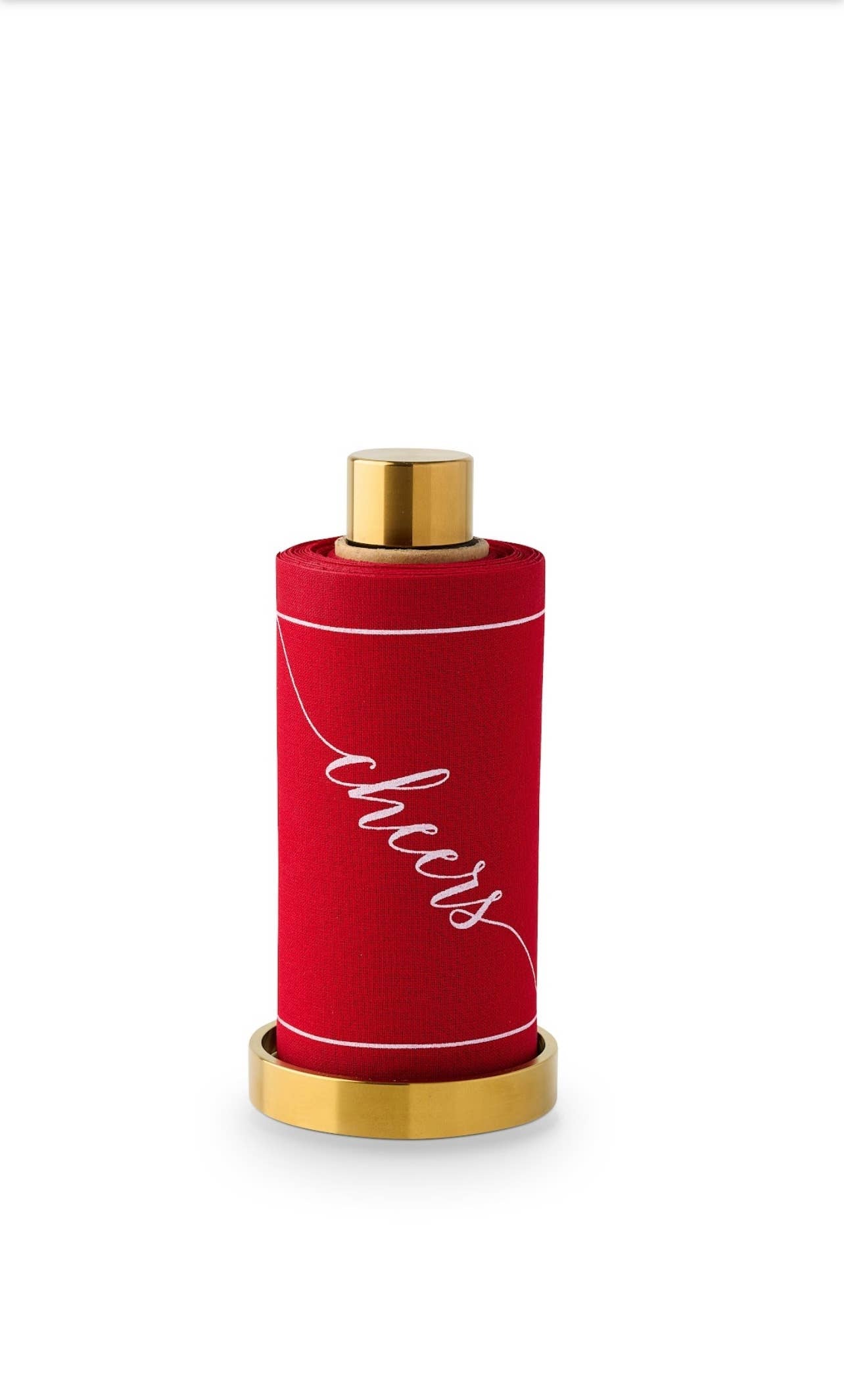 Cotton Cocktail Napkin Roll: The Red Carpet - White "Cheers"