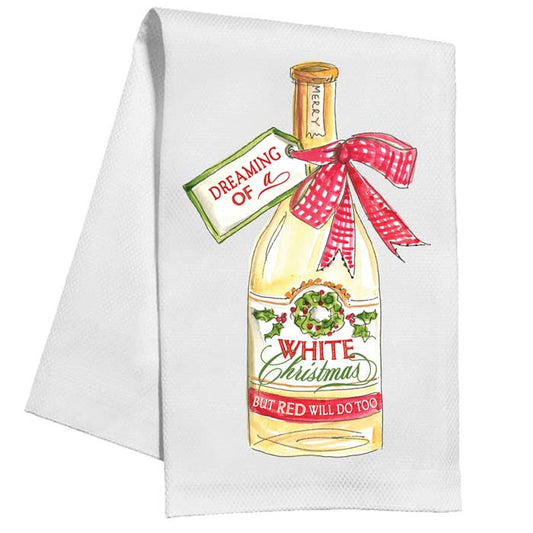 Handpainted Dreaming of a White Christmas Kitchen Towel