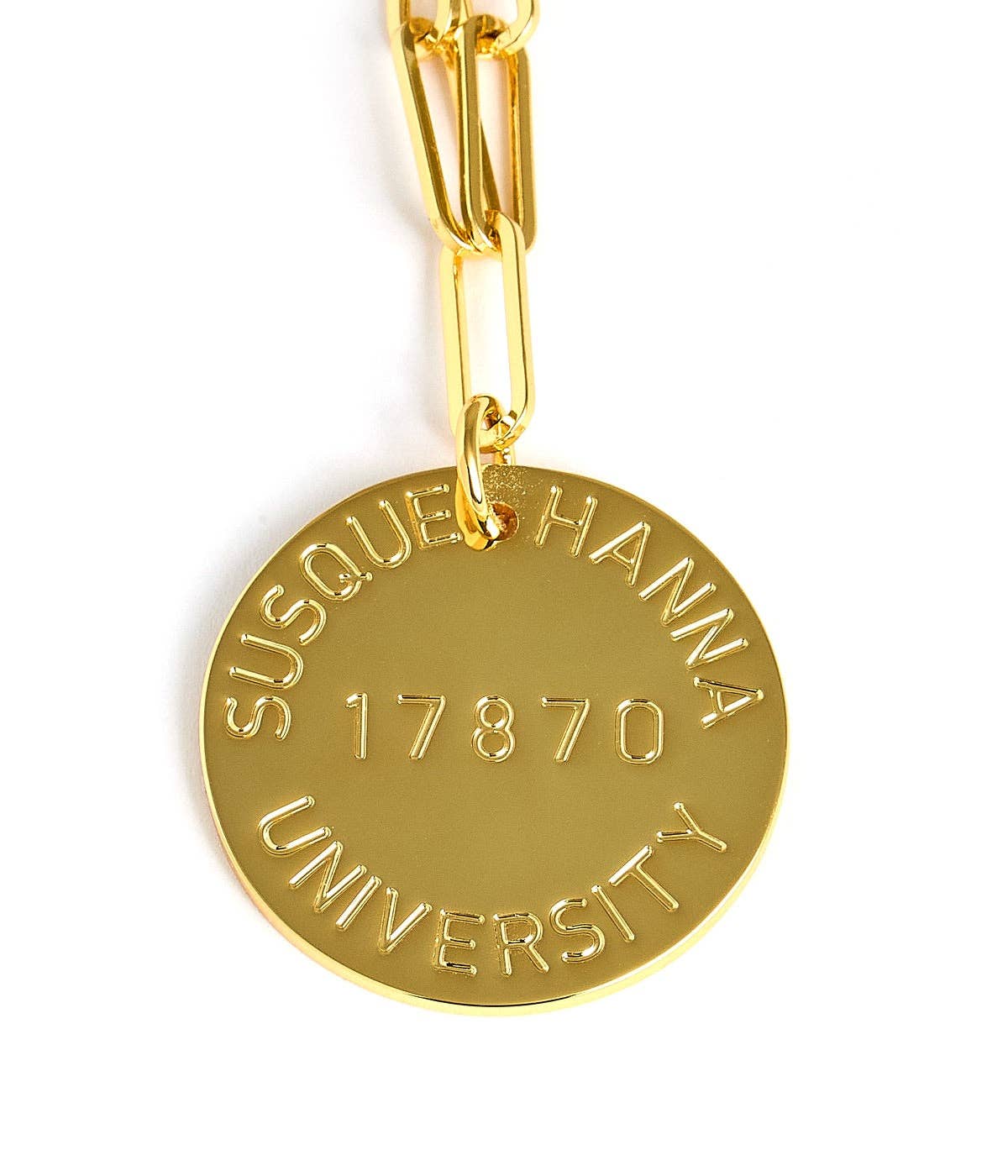 College Tag Charm Necklace - 18k Gold Plated Paper Clip Chain