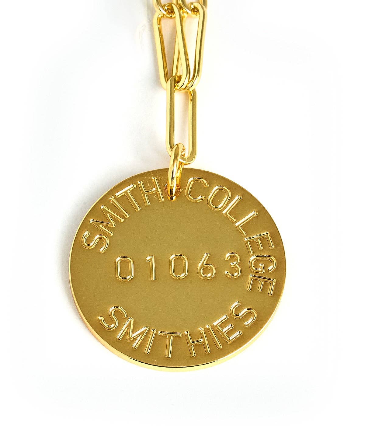College Tag Charm Necklace - 18k Gold Plated Paper Clip Chain