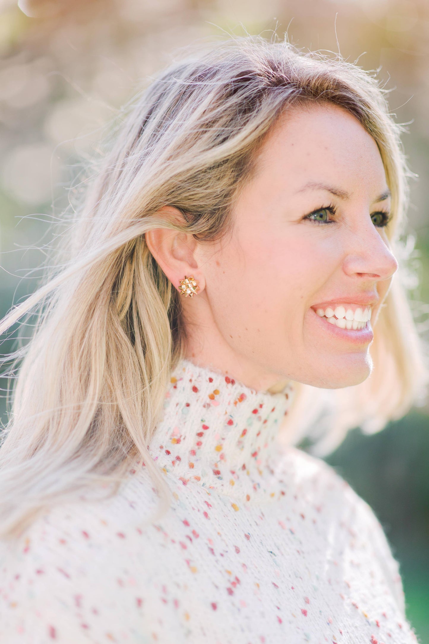 Gold Christmas Present Bow Holiday Earrings