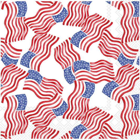Paper Cocktail Napkins 20 Ct Stars & Stripes Allover