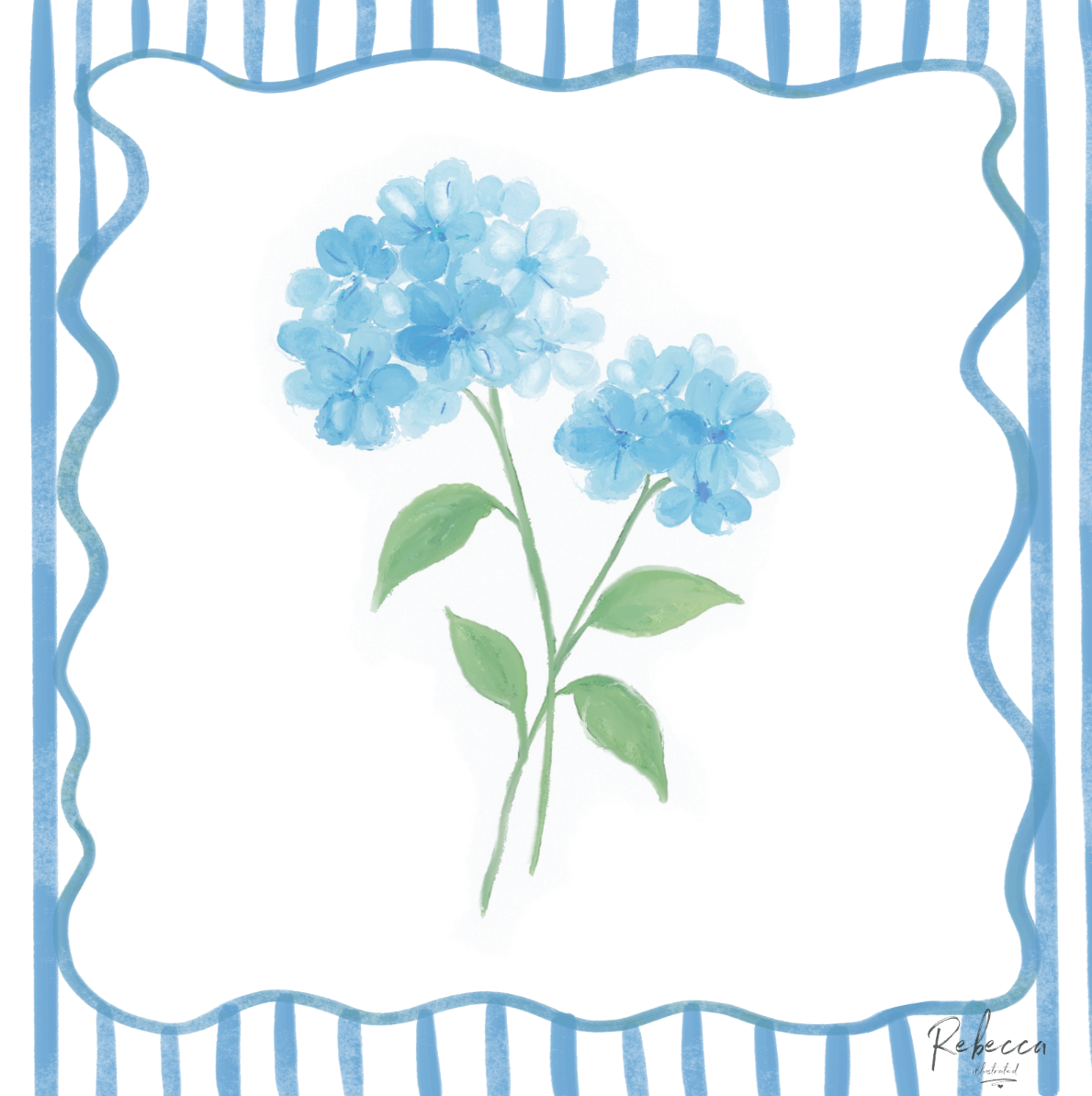 Blue Hydrangea Mahjong Mat