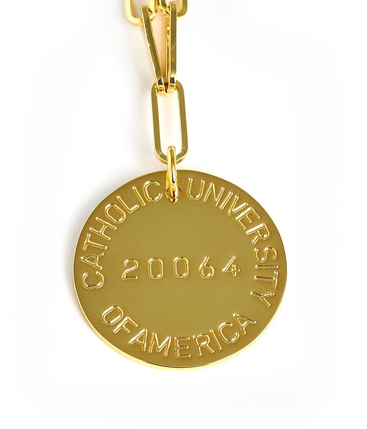 College Tag Charm Necklace - 18k Gold Plated Paper Clip Chain