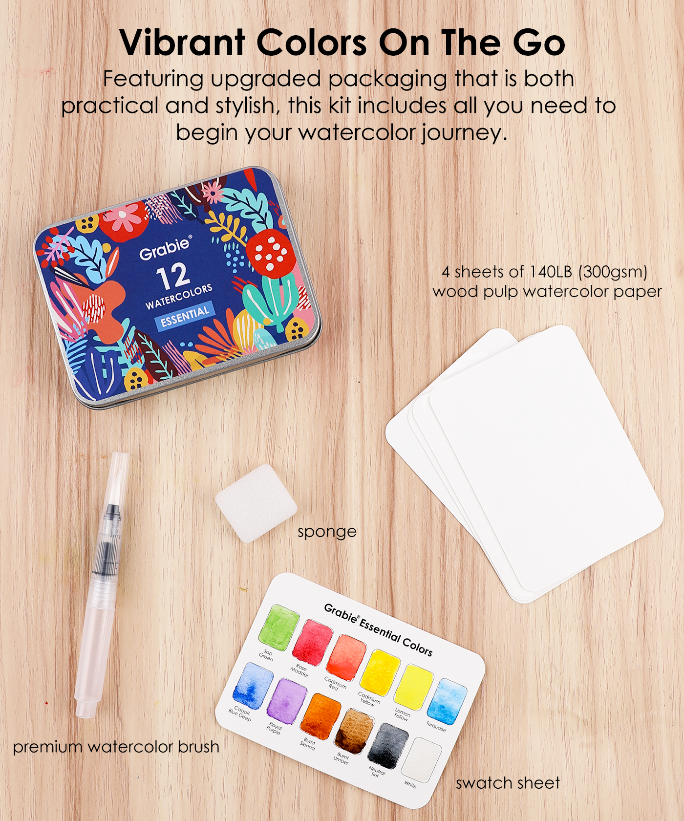 Watercolor Pocket Set Of 12 With Brush