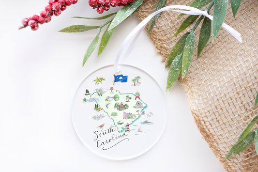 South Carolina Acrylic Christmas Ornament 