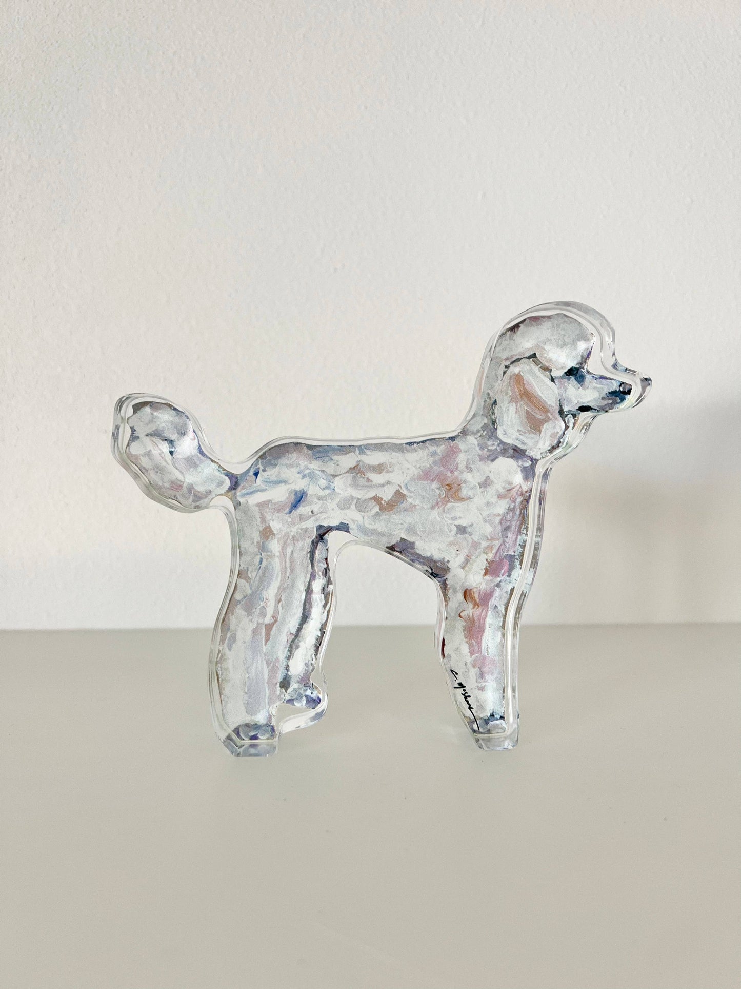 White Poodle Acrylic Shelfie