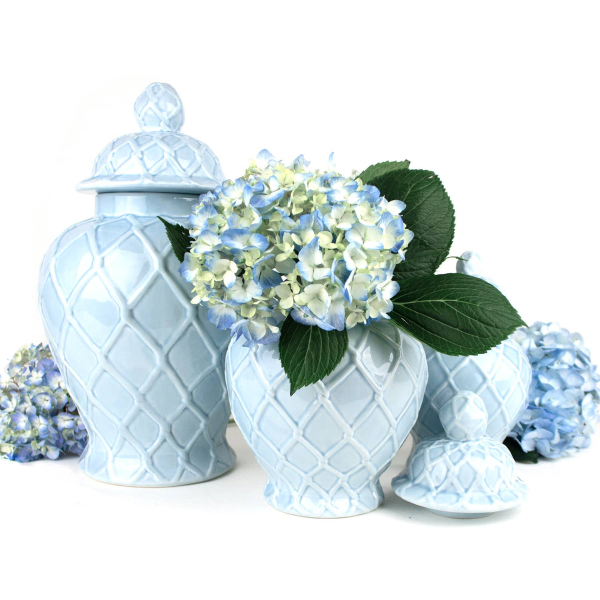 SM Light Blue Textured Ginger Jar