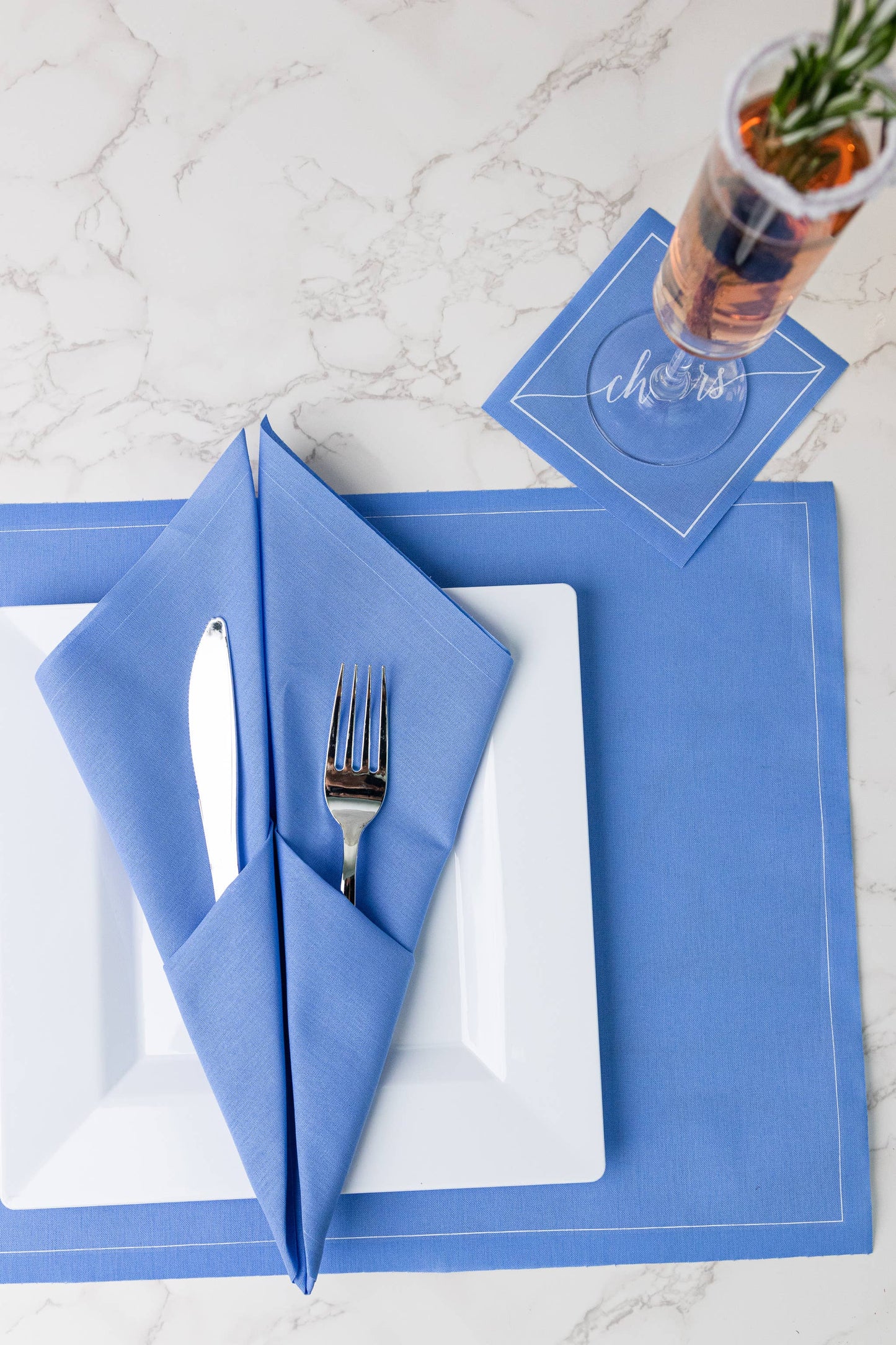 Cotton Cocktail Napkin Roll White Cheers