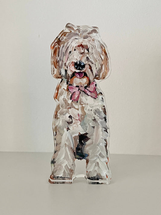 "Doodle Pink Bow" acrylic shelfie