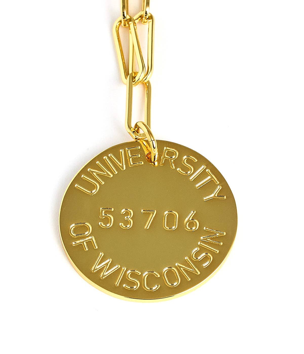 College Tag Charm Necklace - 18k Gold Plated Paper Clip Chain