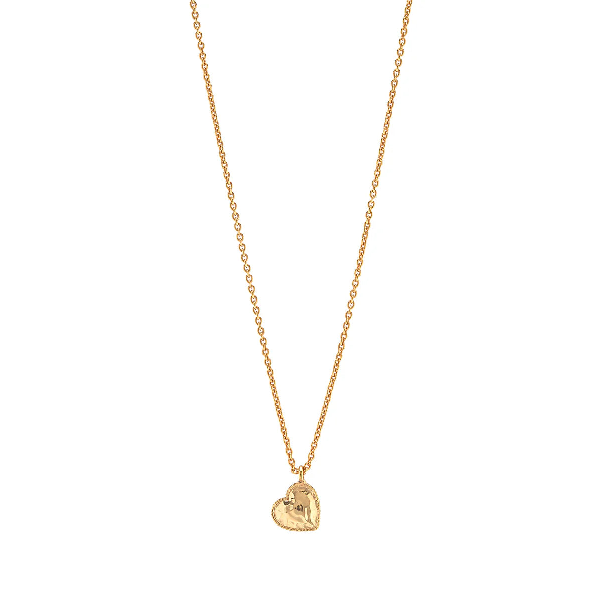 Love Heart Charm Necklace, 16"+2" Gold
