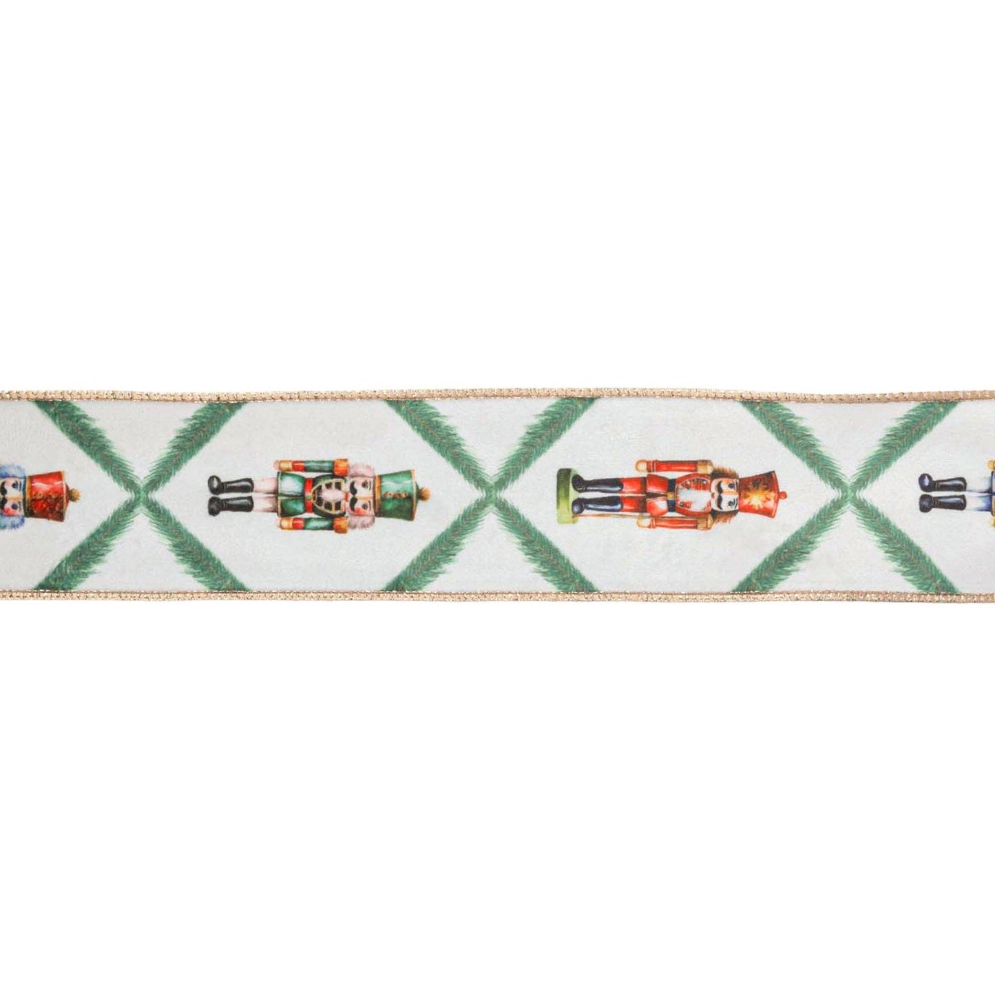 Reversible Velvet Nutcracker & Pine Wired Ribbon 10yd