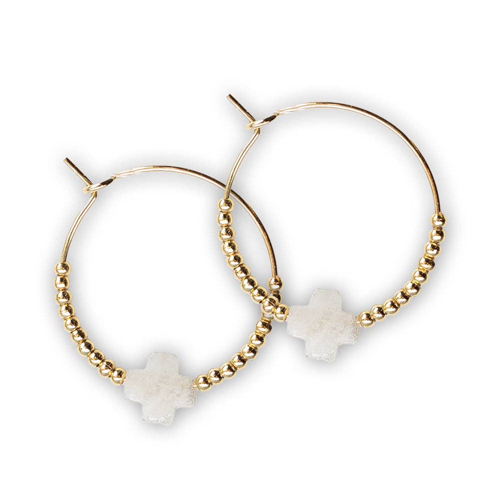 Faith Over Fear Cross  Earrings-Moonstone