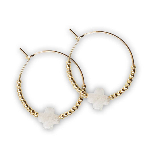 Faith Over Fear Cross  Earrings-Moonstone