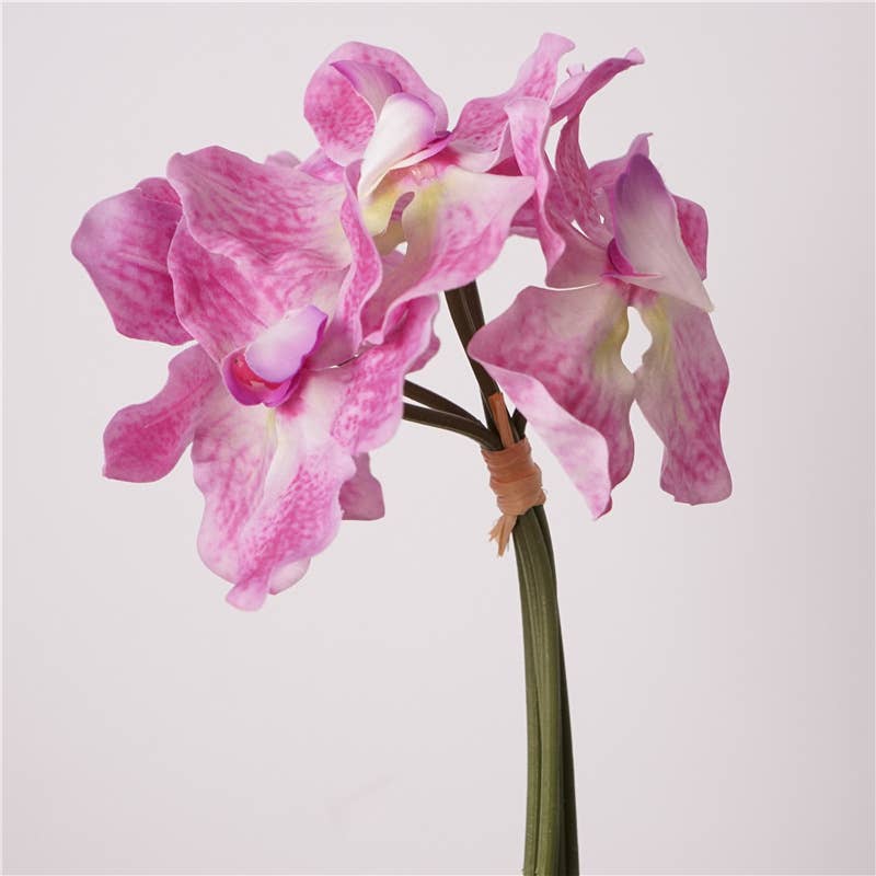 10''T Faux Real Touch Vanda Orchid Flower Bunch, 5 Stems
