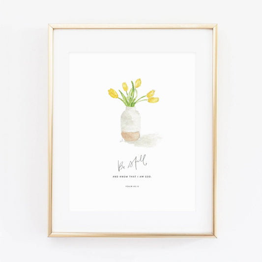 Psalm 46:10 Tulips Scripture Print