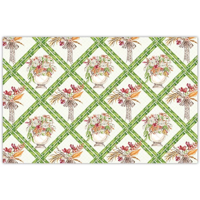 Fall Floral Aarrangements with Green Bamboo Placemat
