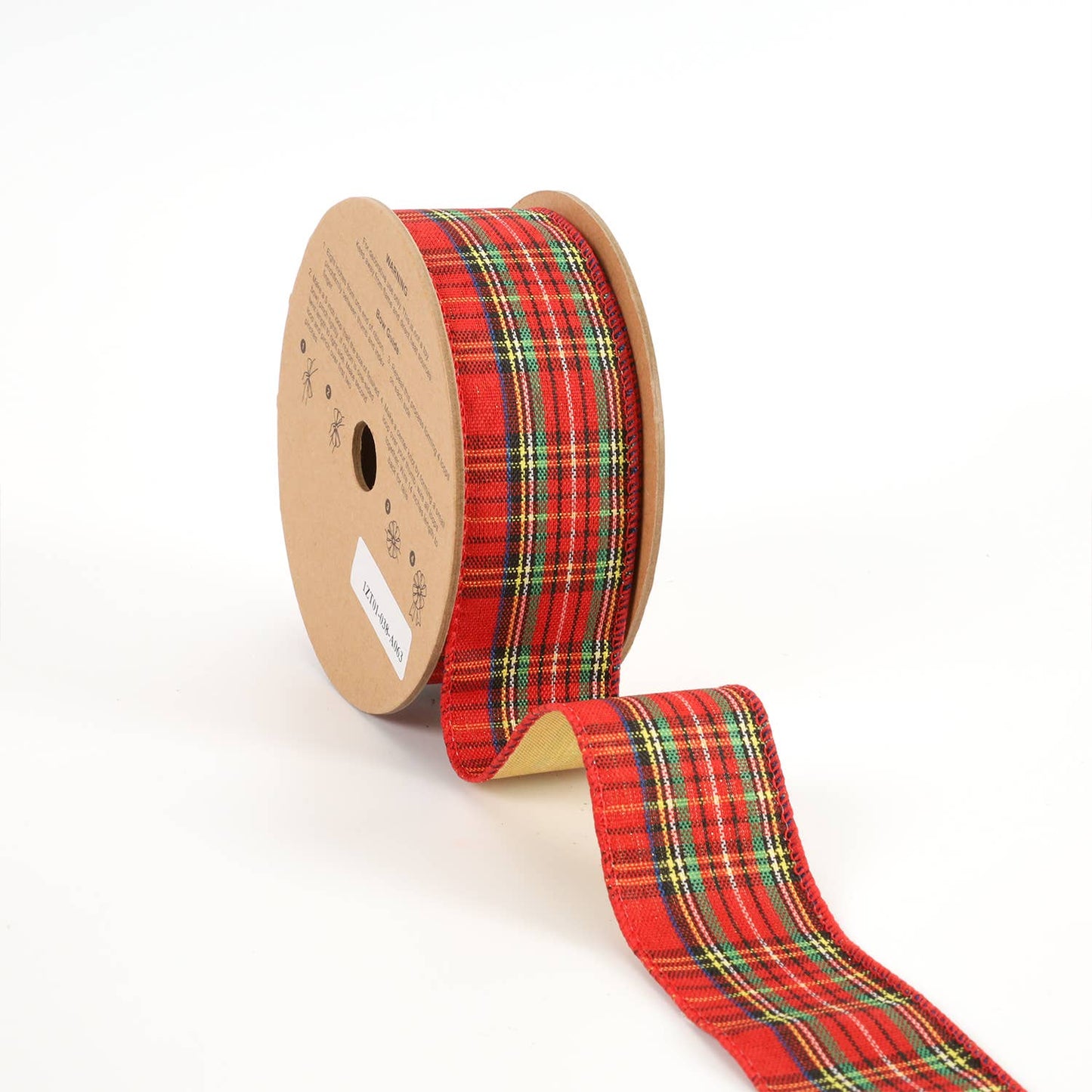 1 1/2" Holiday Wired Ribbon | "Plaid" Red/Black/Gold