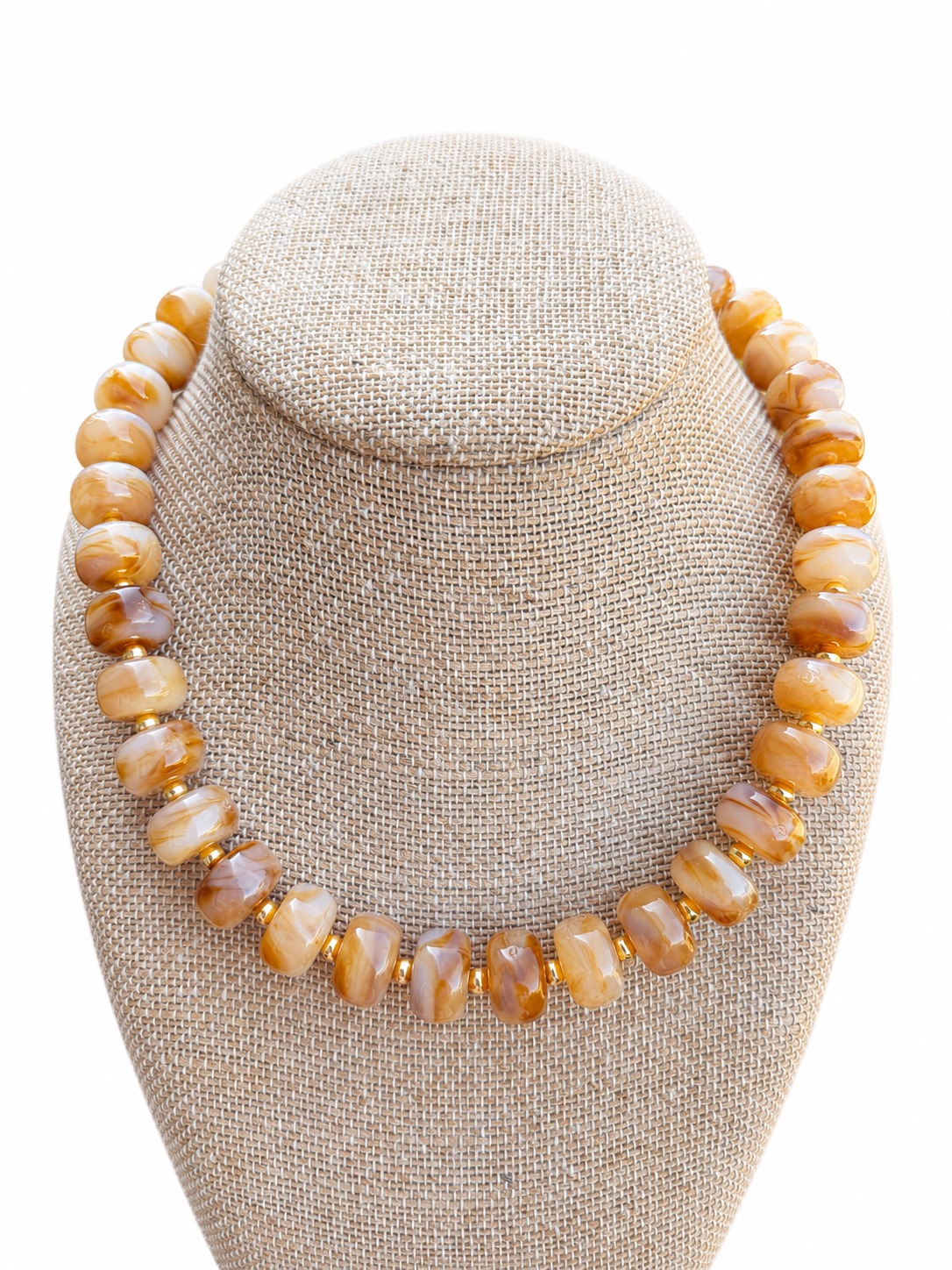 Caramel Round Beaded Necklace