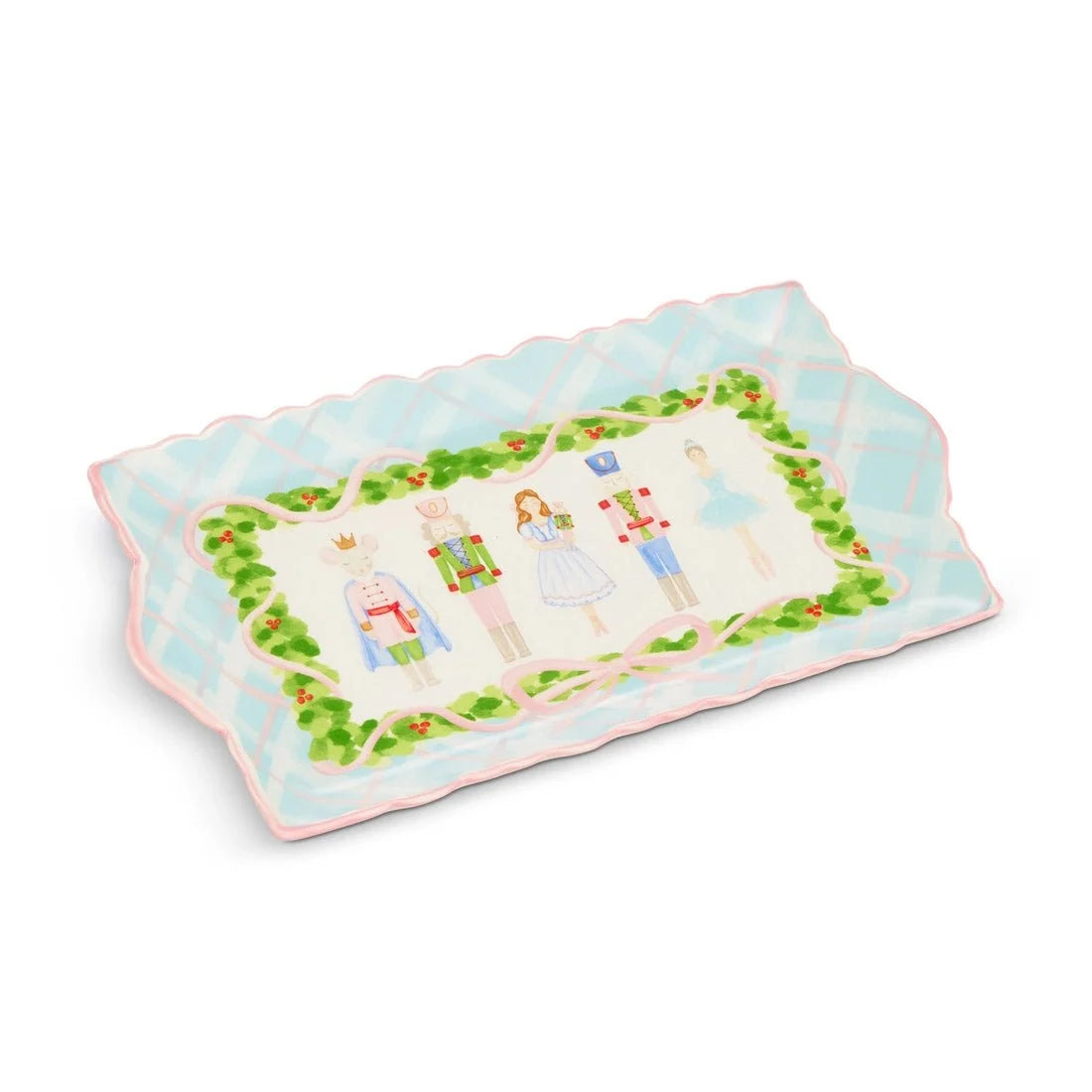 13" Pastel Plaid Nutcracker Ballet Ruffle Tray