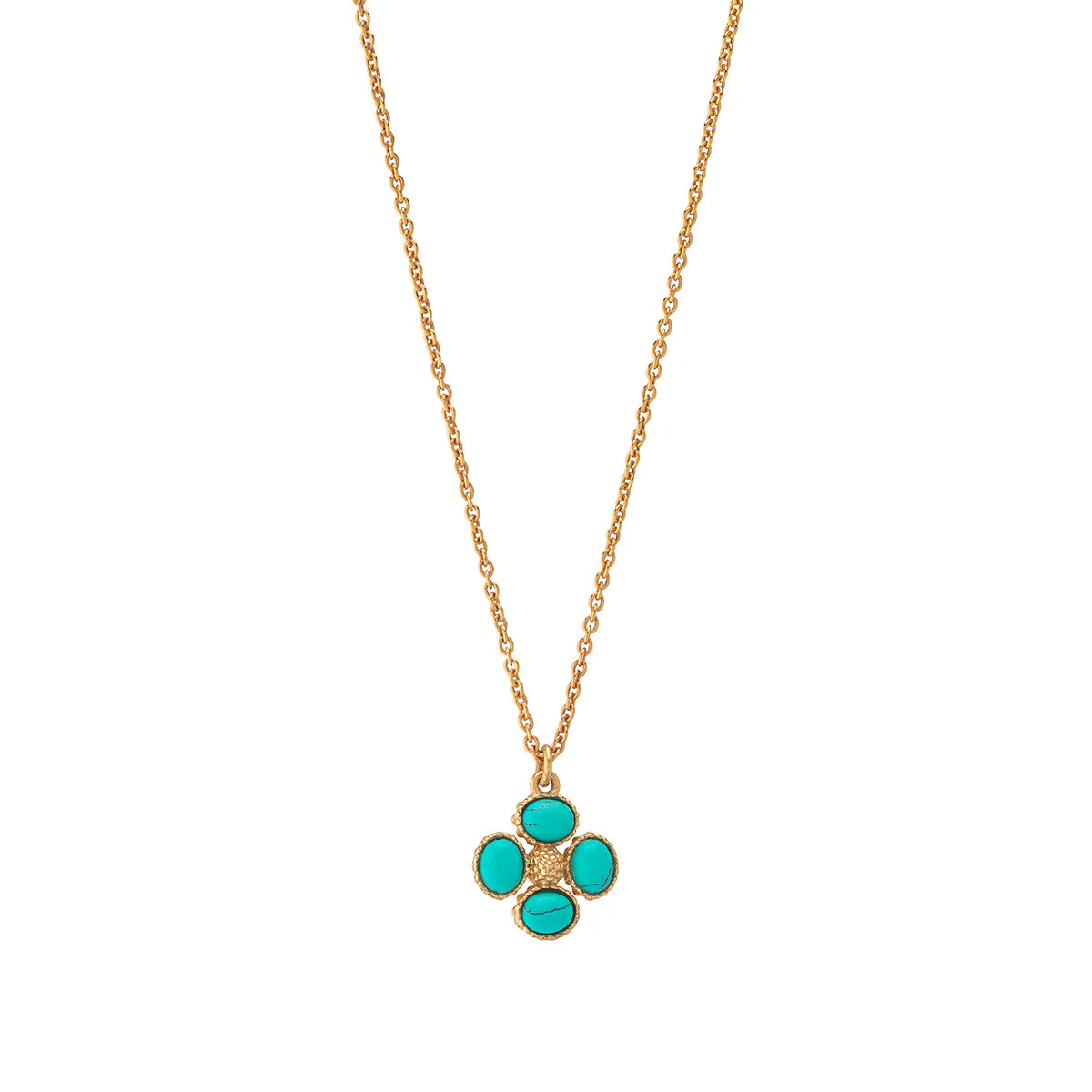 Berry Clover Double Sided Charm Necklace, 16"+2" - Turquoise